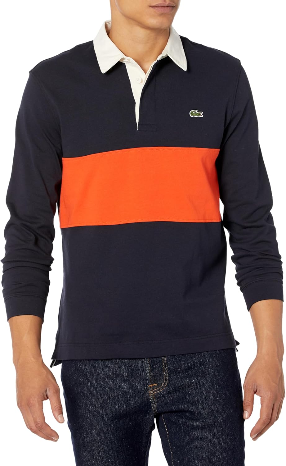 

Lacoste мужская футболка-поло с длинным рукавом и цветными блоками, Abimes/Sunrise