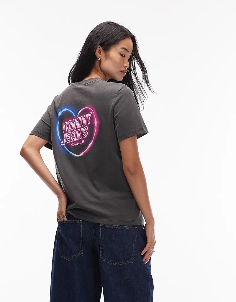 

Футболка Tommy Jeans свободного кроя с короткими рукавами и неоновым логотипом черного цвета