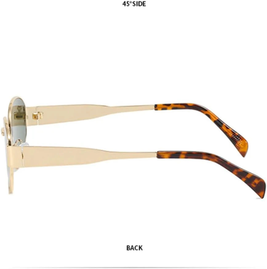 

Маленькие овальные солнцезащитные очки для мужчин и женщин, металлические круглые солнцезащитные очки, классические повседневные очки для вождения VFDHN, 5