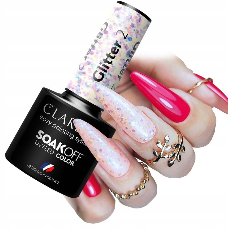 

Гибридный лак для ногтей с голографическим блеском Claresa Glitter 2 Puderek
