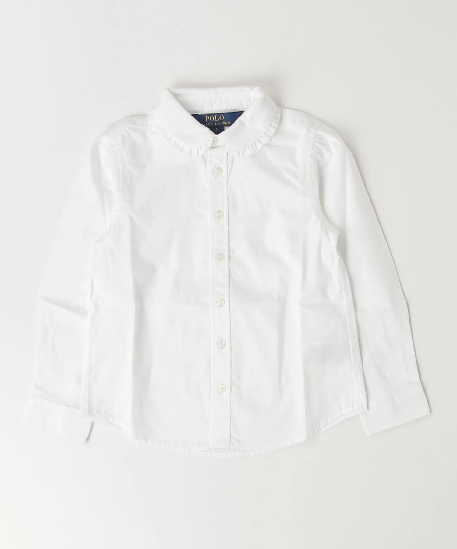 Детская рубашка из хлопка с фрил-отделкой POLO RALPH LAUREN CHILDRENSWEAR белая — фото 3