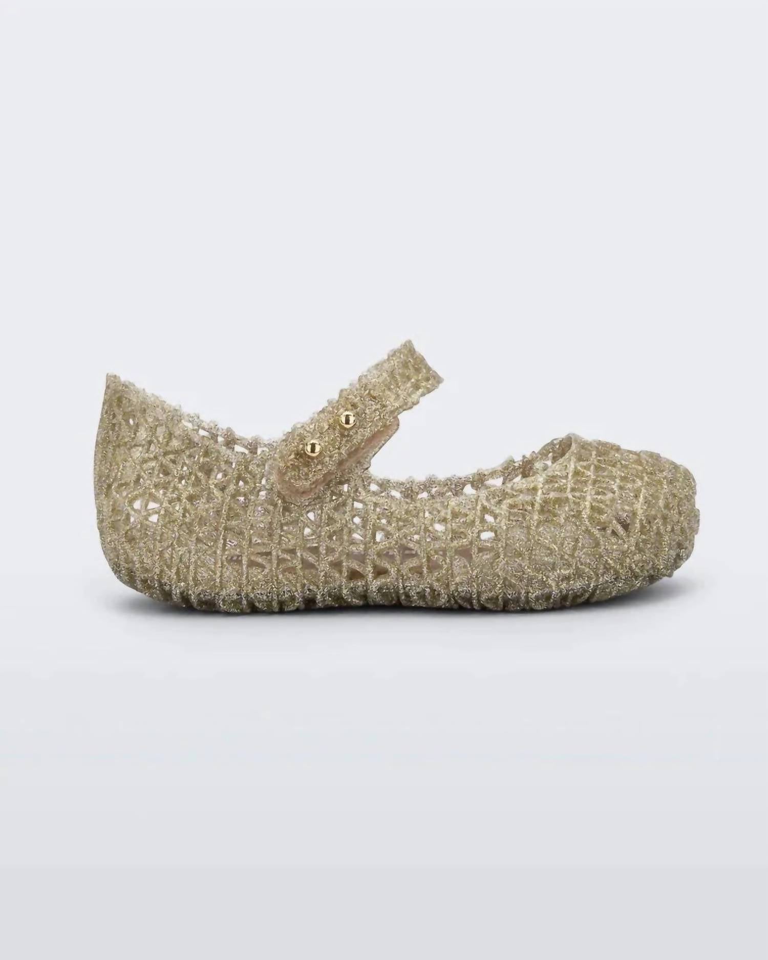 

Туфли Campana Papel для девочек с золотым блеском Mini Melissa, золотой
