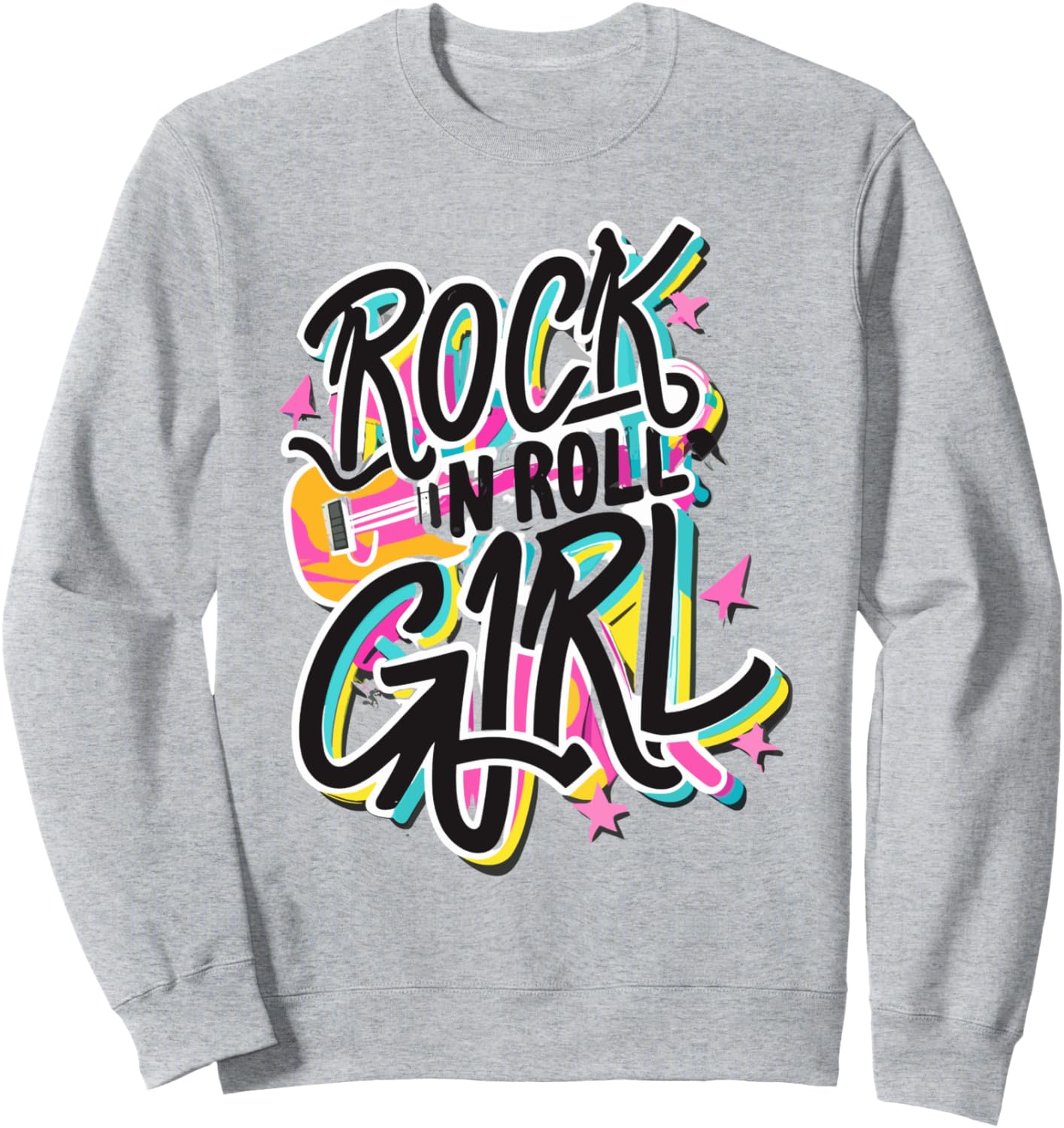 

Толстовка, Костюм девушки в стиле рок-н-ролл с гитарой и толстовкой с изображением рок-музыки Rock N Roll Girl Halloween Costumes, серый