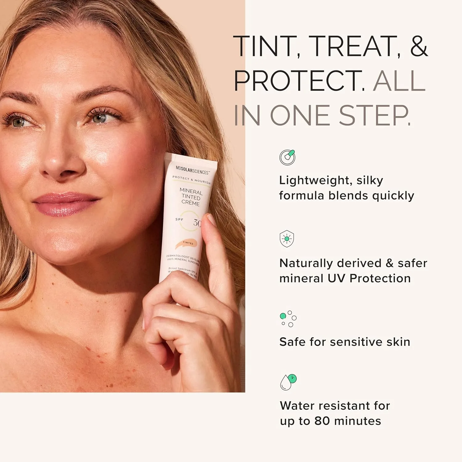 MDSolarSciences минеральный тонирующий крем для лица с SPF 30, водостойкий, широкий спектр защиты, матовый финиш, 50 мл, Mineral Tinted Crème SPF 30 — фото 4