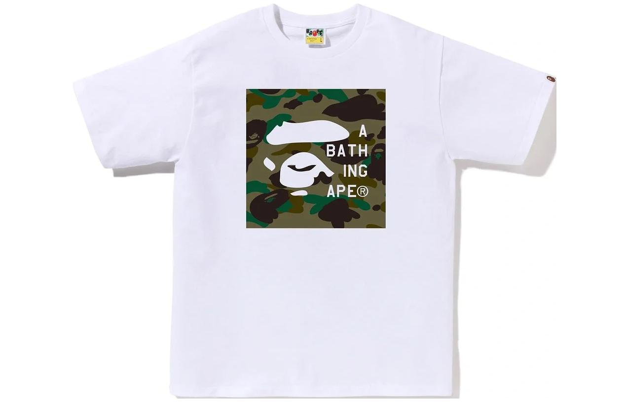 

Футболка Bape 1st Camo с нашивкой Face Tag Logo A BATHING APE, белый
