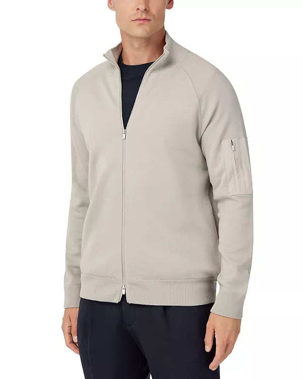 

Эксклюзивная технологичная куртка-бомбер из мериносовой шерсти Boggi Milano, бежевый