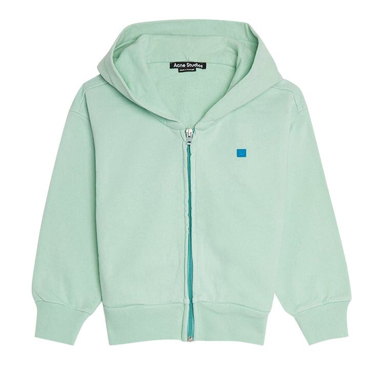 

Худи Acne Studios Kids Logo Patch Zip Up Hoodie Sea Foam Green, зеленый