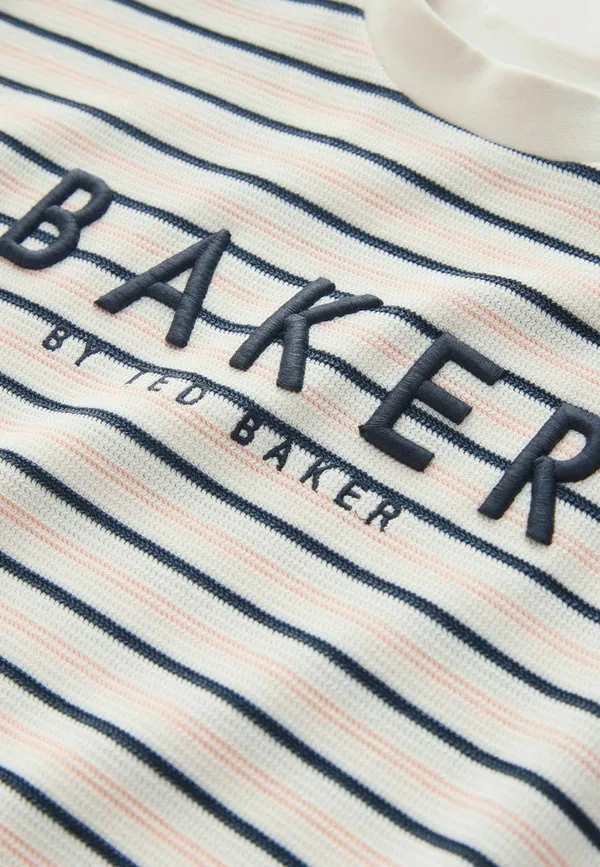 Футболка стандартного кроя с текстурированным полосатым принтом Baker By Ted Baker, Stone Grey Red — фото 3
