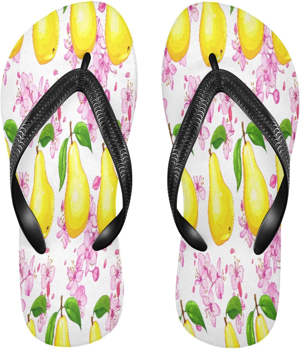 

Мужские и женские пляжные шлепанцы с белыми цветами груши, резиновые, нескользящие, летние, для душа и прогулок Sinestour