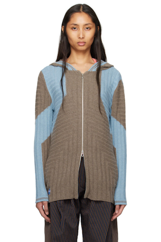 

Коричневая и синяя толстовка с капюшоном Dakota Oversize Kiko Kostadinov