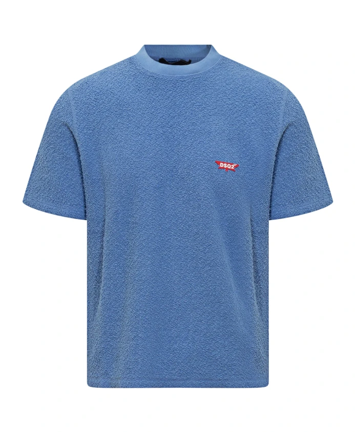 

Синяя хлопковая футболка с круглым вырезом Dsquared2, синий