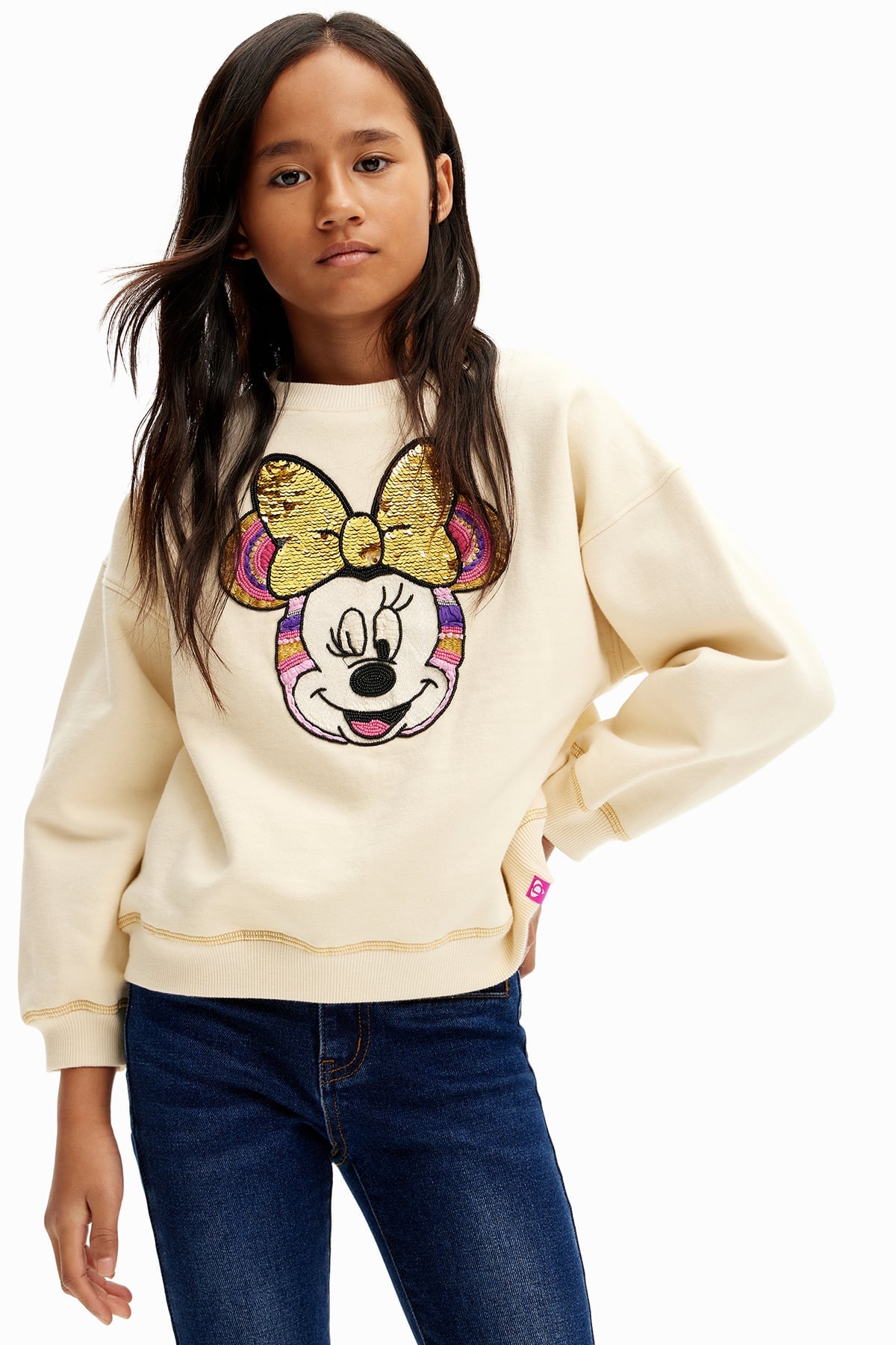 Толстовка с пайетками и лентой в виде Минни Маус (100-150 см) Desigual, White/1001