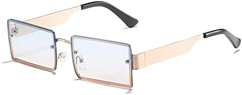 

Солнцезащитные очки прямоугольной формы без оправы 2027 года для женщин и мужчин, градиентные солнцезащитные очки, женские очки с защитой от УФ-излучения UV400 MTZJH, Golden Blue Pink