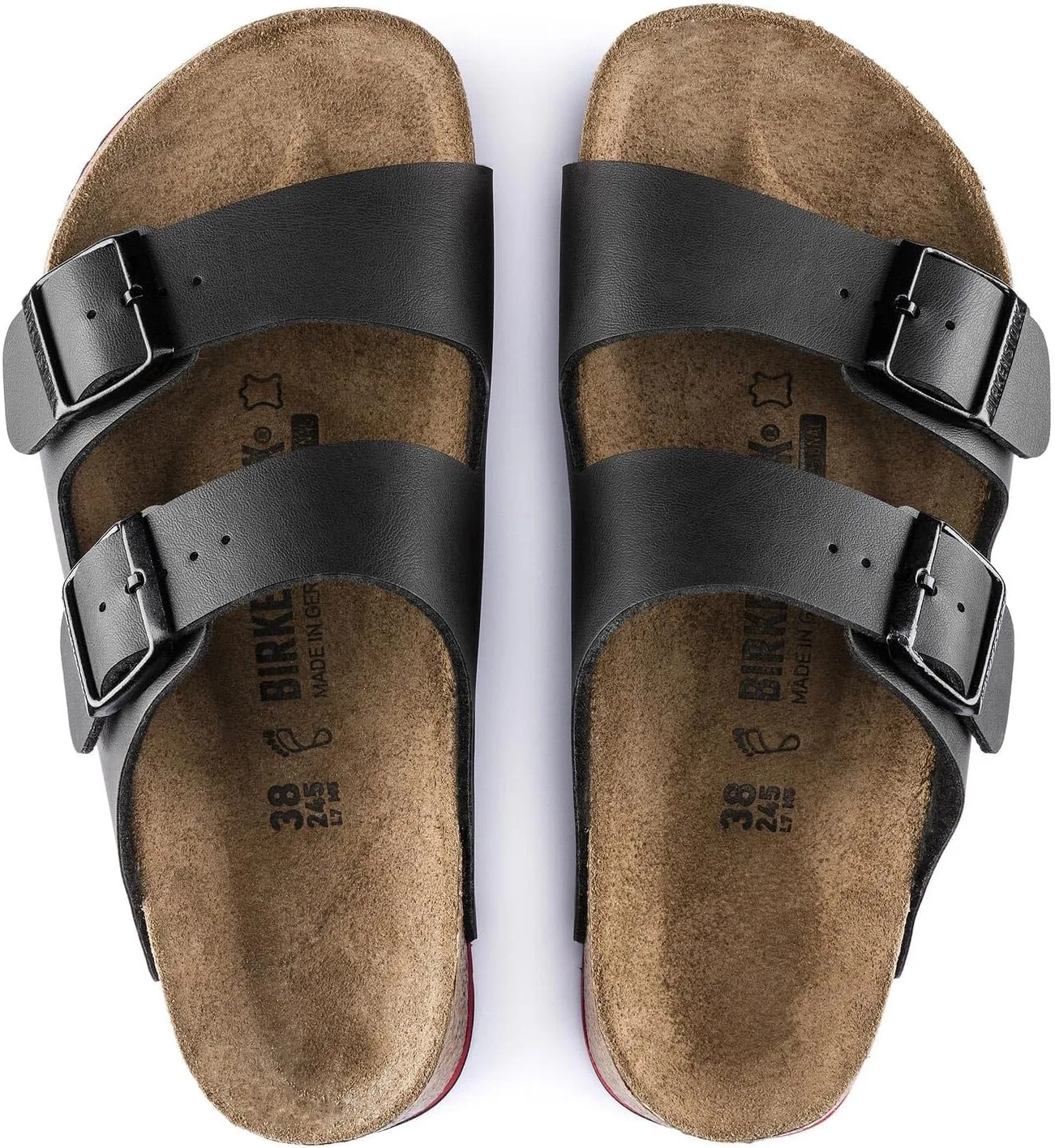 Взрослые сандалии Birkenstock Arizona Classic Birko-Flor без задника, унисекс, черно-красные — фото 3