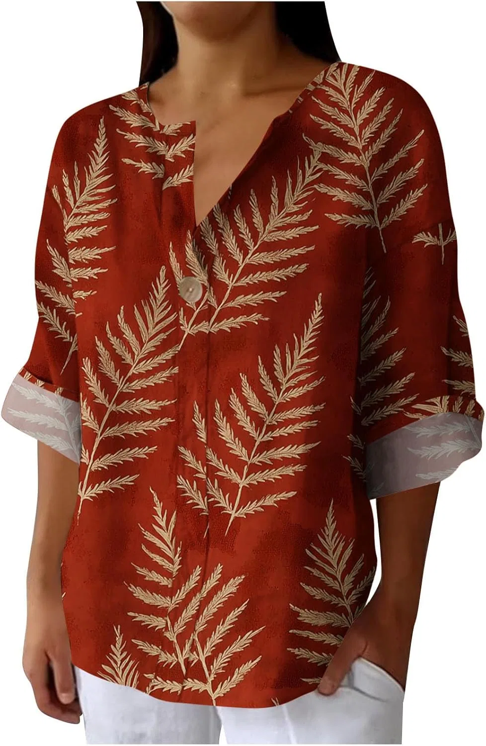 Футболка женская с градиентом, лонгслив, V-образный вырез, Polyester, L-646 Watermelon Red