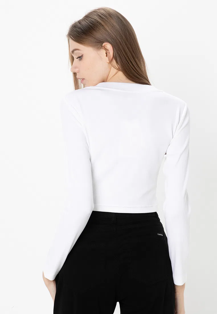 Футболка с длинным рукавом, логотип, Calvin Klein Jeans, ярко-белый — фото 2