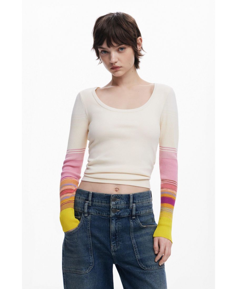 

Женская футболка с рукавами с принтом Desigual, White