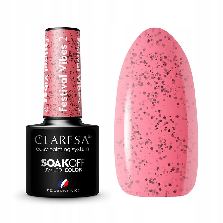 

Claresa Festival Vibes 2 Hybrid Nail Polish Hybrid Coral Dots Puderek