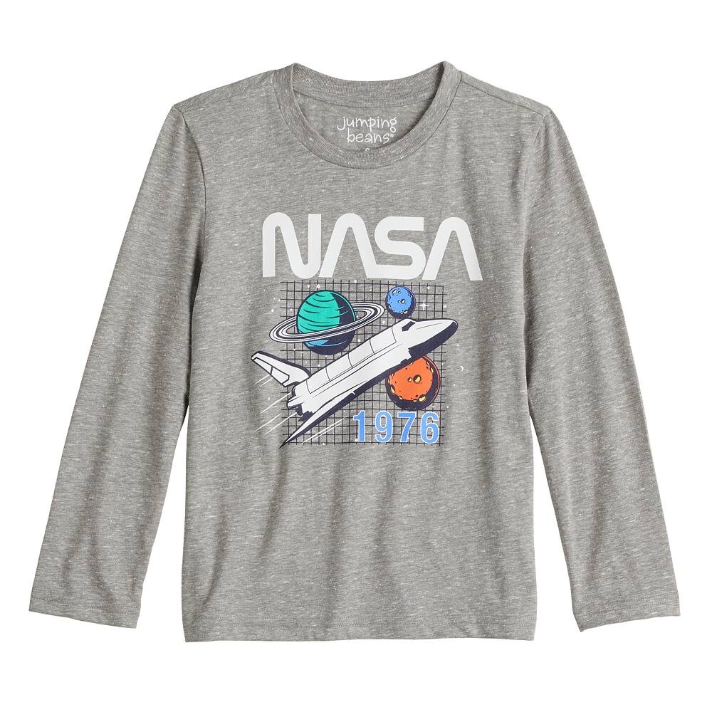

Футболка Jumping Beans NASA 1976 Space Shuttle для мальчиков 4–12 лет с рисунком и длинными рукавами, серый