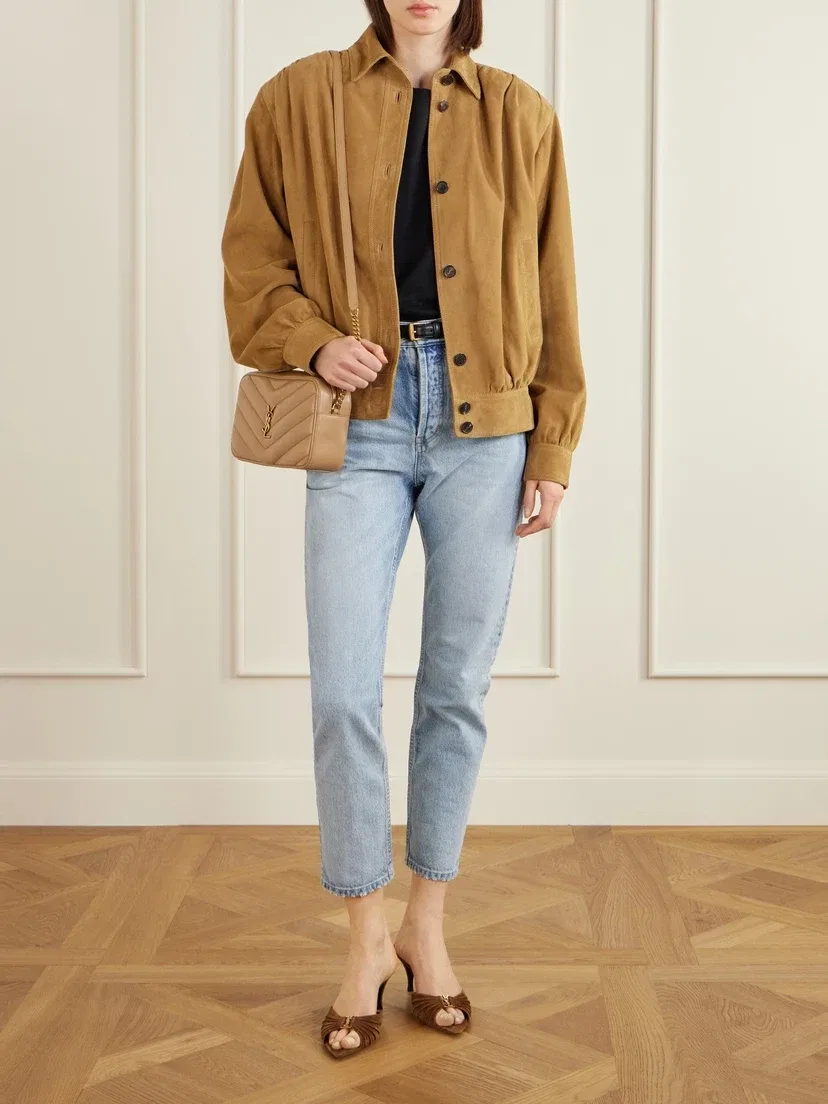 Сумка на плечо Loulou из стеганой фактурной кожи SAINT LAURENT, коричневый — фото 3