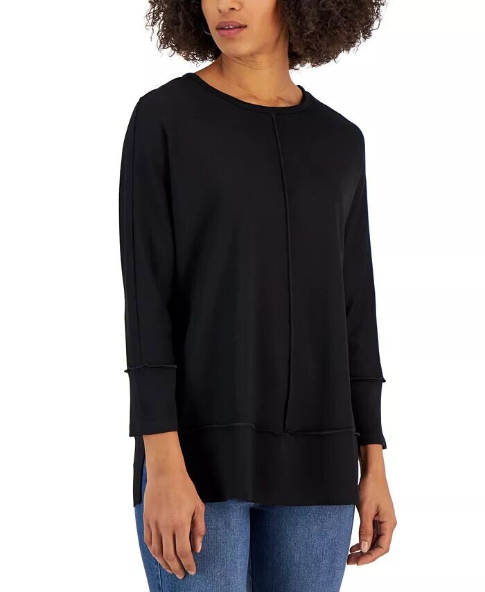 

Женская трикотажная топ-туника Petite Serenity с рукавами 3/4 Jones New York, черный