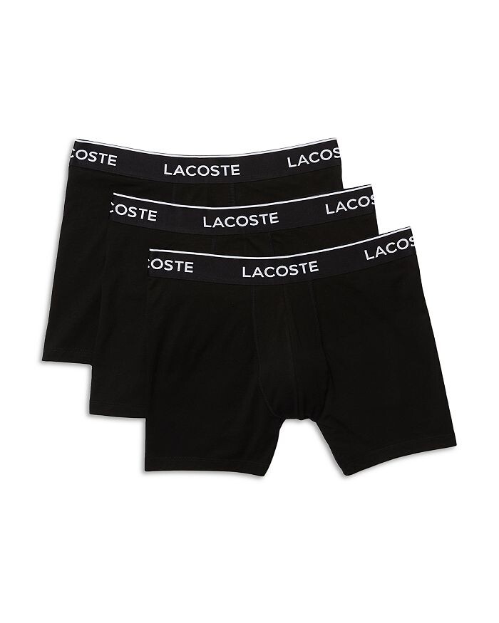 

Длинные боксеры Lacoste из хлопка с эластичным логотипом на поясе, 3 шт, черный
