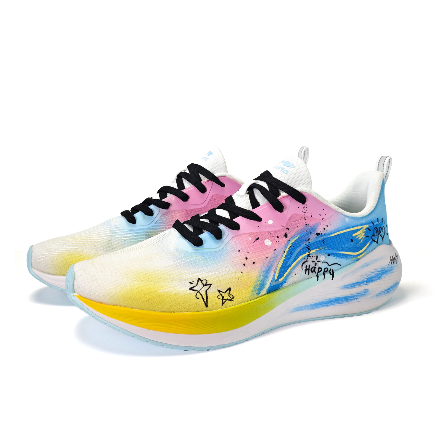 LINING Унисекс кроссовки Wuyue низкие синие розовые желтые, цвет Blue Pink Yellow — фото 3
