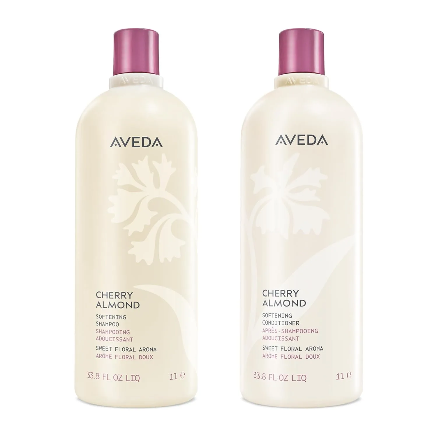 Шампунь и кондиционер Aveda Cherry Almond для смягчения нормальных и сухих волос | с кокосовым маслом и маслом ши | без силикона | объем 1 литр, orange