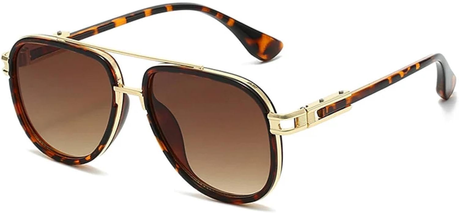 

Винтажные металлические солнцезащитные очки с двойной перемычкой для женщин, роскошные, популярные, для мужчин, в стиле панк, модные, для активного отдыха, с защитой от УФ-излучения UV400 TKKTLLT, Leopard-brown