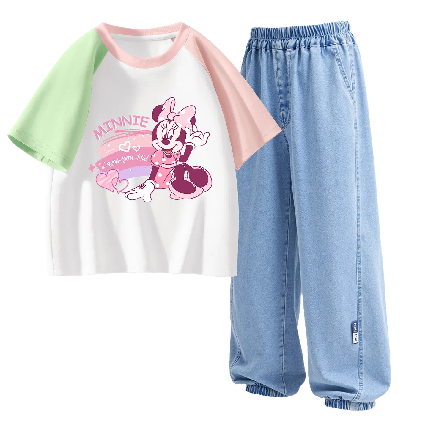 Детский спортивный костюм Disney Casual Sportswear 2 Piece Set Di Tian Sweet K Green Pink + Denim Light Blue — фото 4