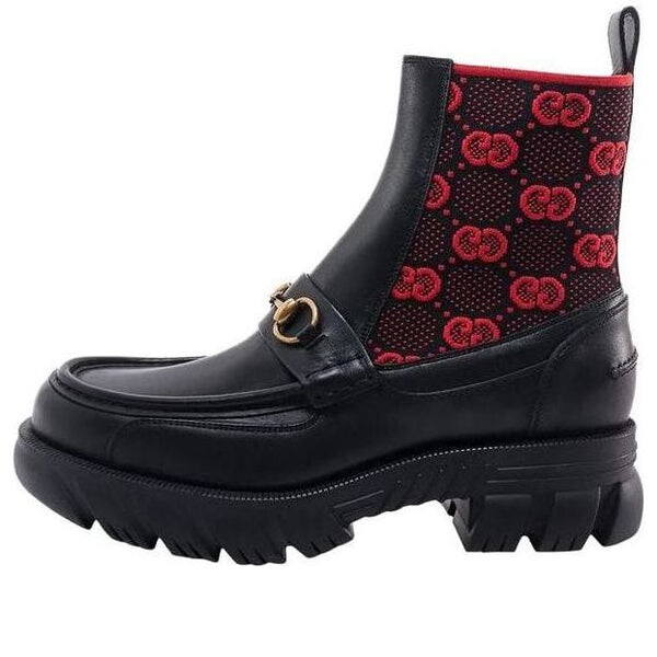 

Кроссовки horsebit gg jersey boot 'black red' Gucci, черный
