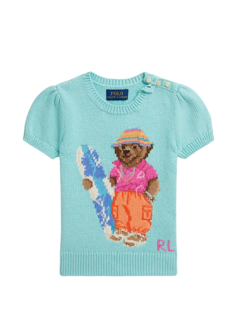 Свитер Polo с короткими рукавами и изображением медведя Polo Ralph Lauren Kids, синий