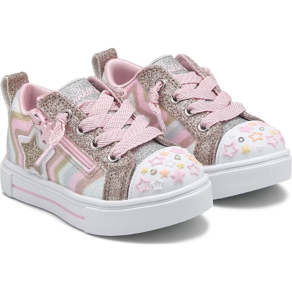 

Детские кроссовки со светящейся подошвой Twinkle Sparks Skechers для малышей/маленьких детей, pink metallic sters