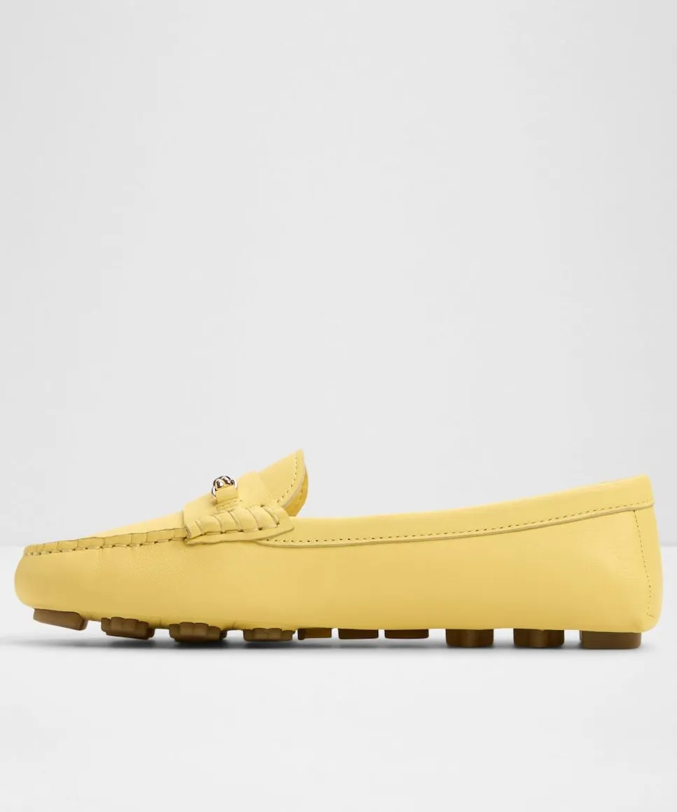 Женские кожаные мокасины с круглым носком Aldo, жёлтый — фото 3