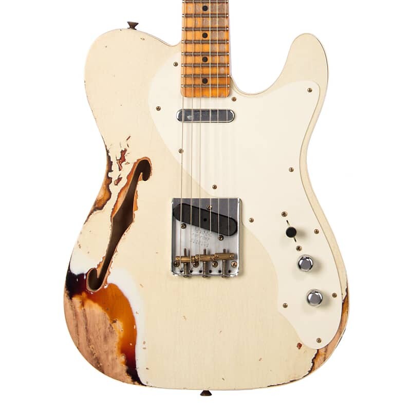 

Электрогитара Fender Custom Shop Limited Edition 1950s Telecaster Custom Thinline Heavy Relic - Aged Olympic White over 3-Tone Sunburst - NEW!