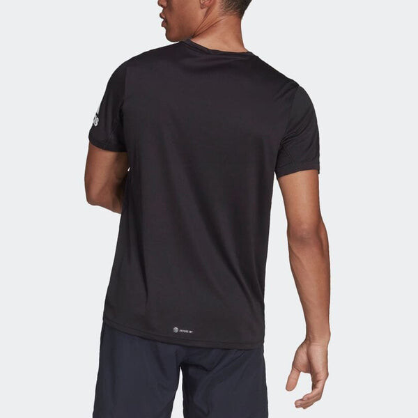 Футболка adidas Shoulder Logo Printing Solid Color Round Neck Short Sleeve Black, черный — фото 4