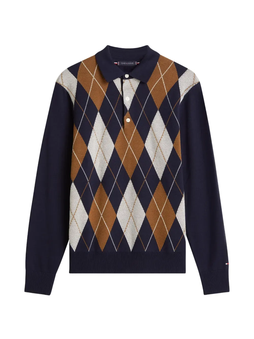Поло с ромбовидным узором и воротником Tommy Hilfiger, синий