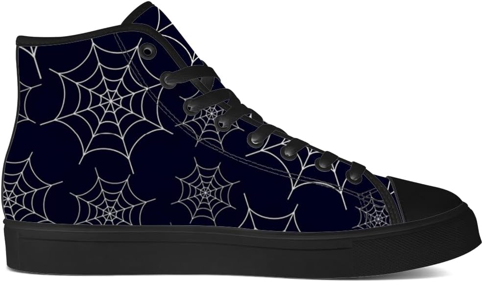 Кеды на высокой платформе chebing Spider Web из холщовой ткани для мужчин и женщин, высокие кроссовки на шнуровке, повседневная обувь, подарок для парня или девушки, белый/синий — фото 4