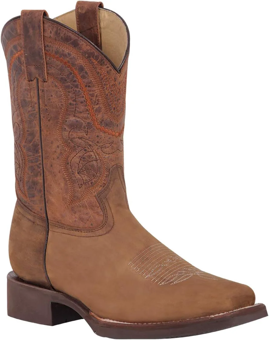 

Мужские вестерн-ботинки El General для родео из натуральной кожи Crazy с резиновой подошвой, цвет тан, модель ATL39 Generic