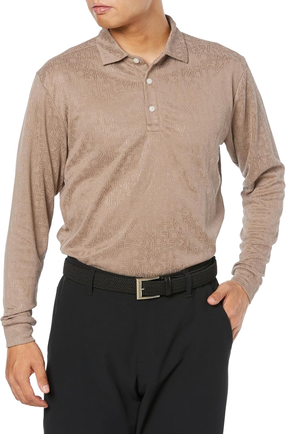 

Мужская жаккардовая рубашка-поло с длинным рукавом Edwin Golf, серый/бежевый