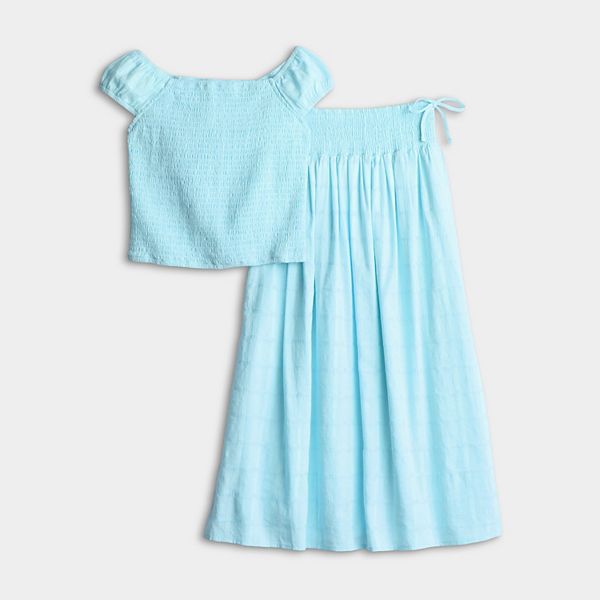 

Детский комплект: топ со сборками и макси-юбка для девочек 7-16 лет Eyeshadow, Blue