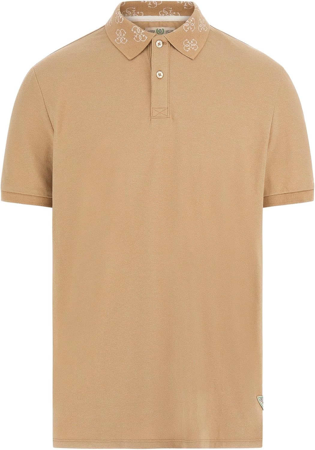 

GUESS Мужская экологичная короткая поло с логотипом и жаккардовым воротником, Desert Mud, Коричневый, GUESS Мужская экологичная короткая поло с логотипом и жаккардовым воротником, Desert Mud