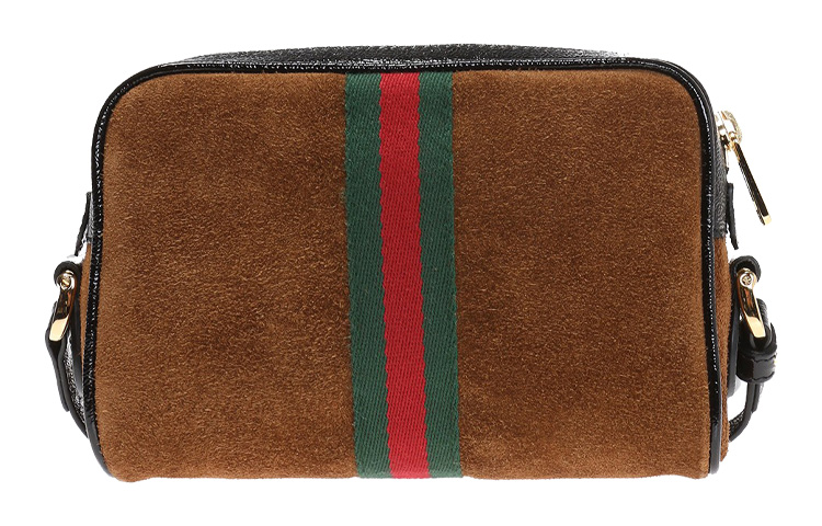 Мини сумка-фотоаппарат Gucci из лакированной кожи с замшевой отделкой — фото 4