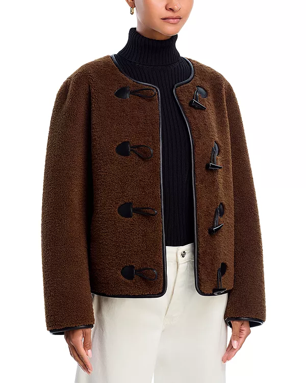 

Укороченная куртка с застежкой на пуговицах из искусственного меха - эксклюзив Aqua, коричневый