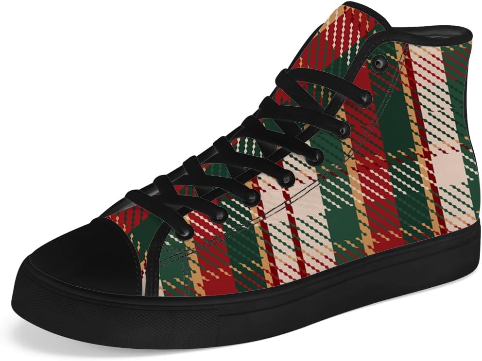 

Детские и подростковые кеды на шнуровке с рождественской клеткой, высокие холщовые туфли в тартановой расцветке Chebing, 612 Multicolor
