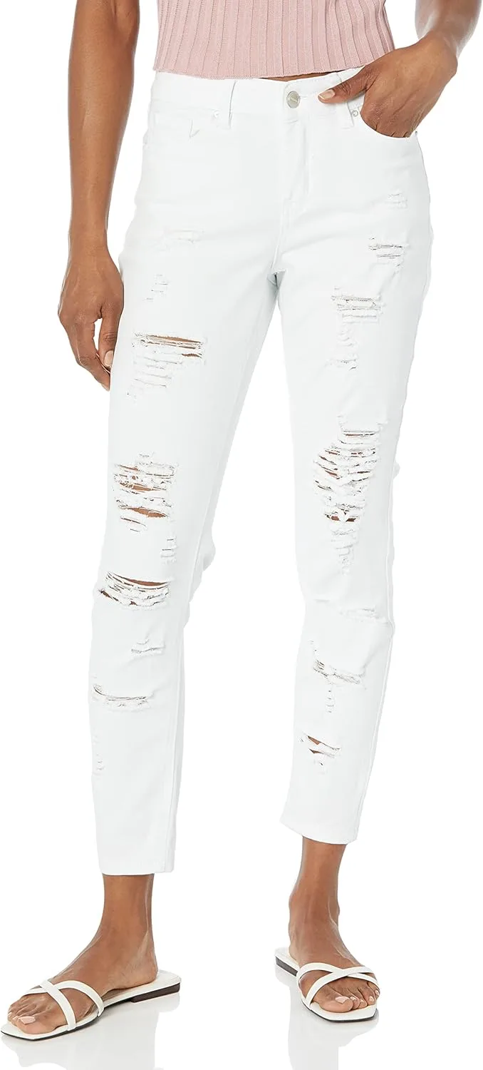 

женские джинсы skinny white с потертостями спереди и сзади dollhouse