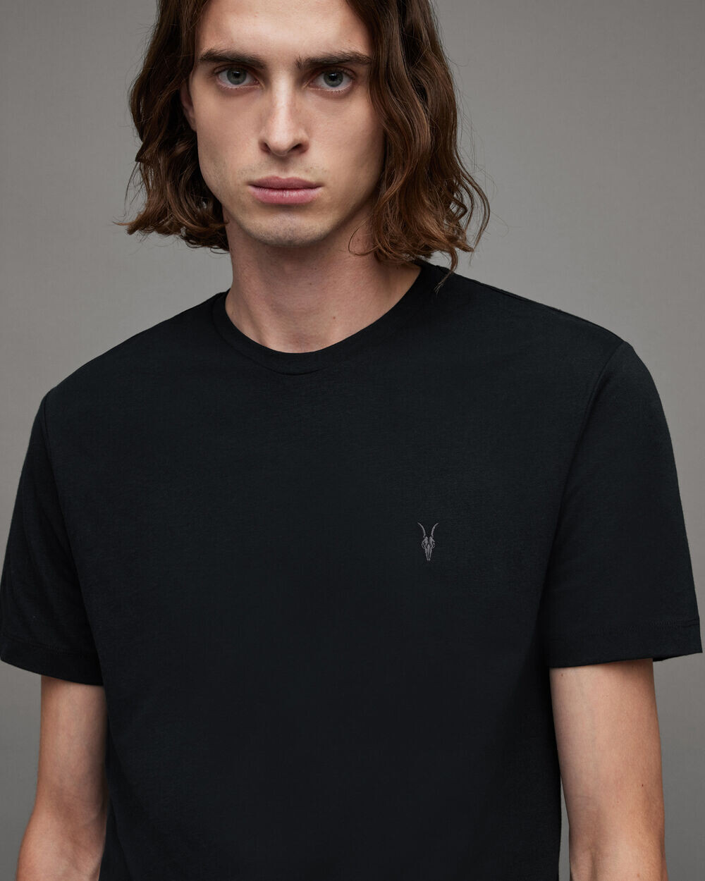 Комплект из 3 футболок из матового хлопка Brace AllSaints, черный — фото 3