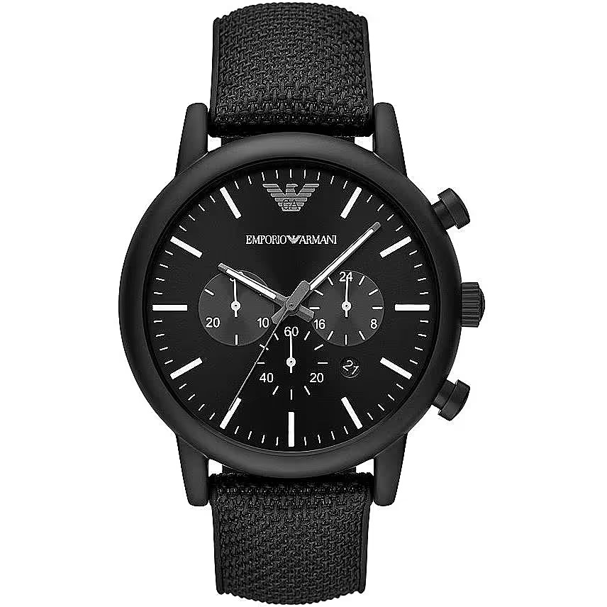 

Элегантные черные мужские часы с хронографом Armani Emporio