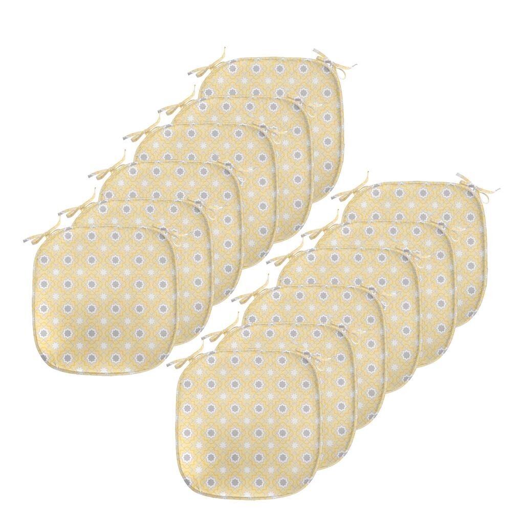 

Подушка для обеденного стула ABAKUHAUS Quatrefoil, звезда Quatrefoil, декоративная водонепроницаемая подушка с ремнями для кухонных сидений, 40 см x 40 см — упаковка из 12 шт., желто-белый, бежевый