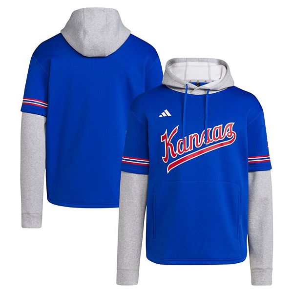 Мужская бейсбольная толстовка royal kansas jayhawks Adidas — фото 2